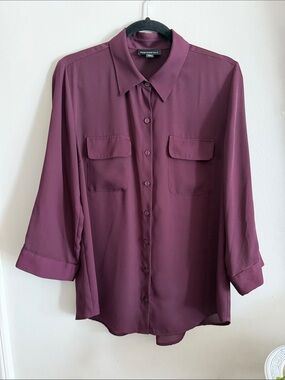 Fortune + Ivy Plum Button-Down Blouse